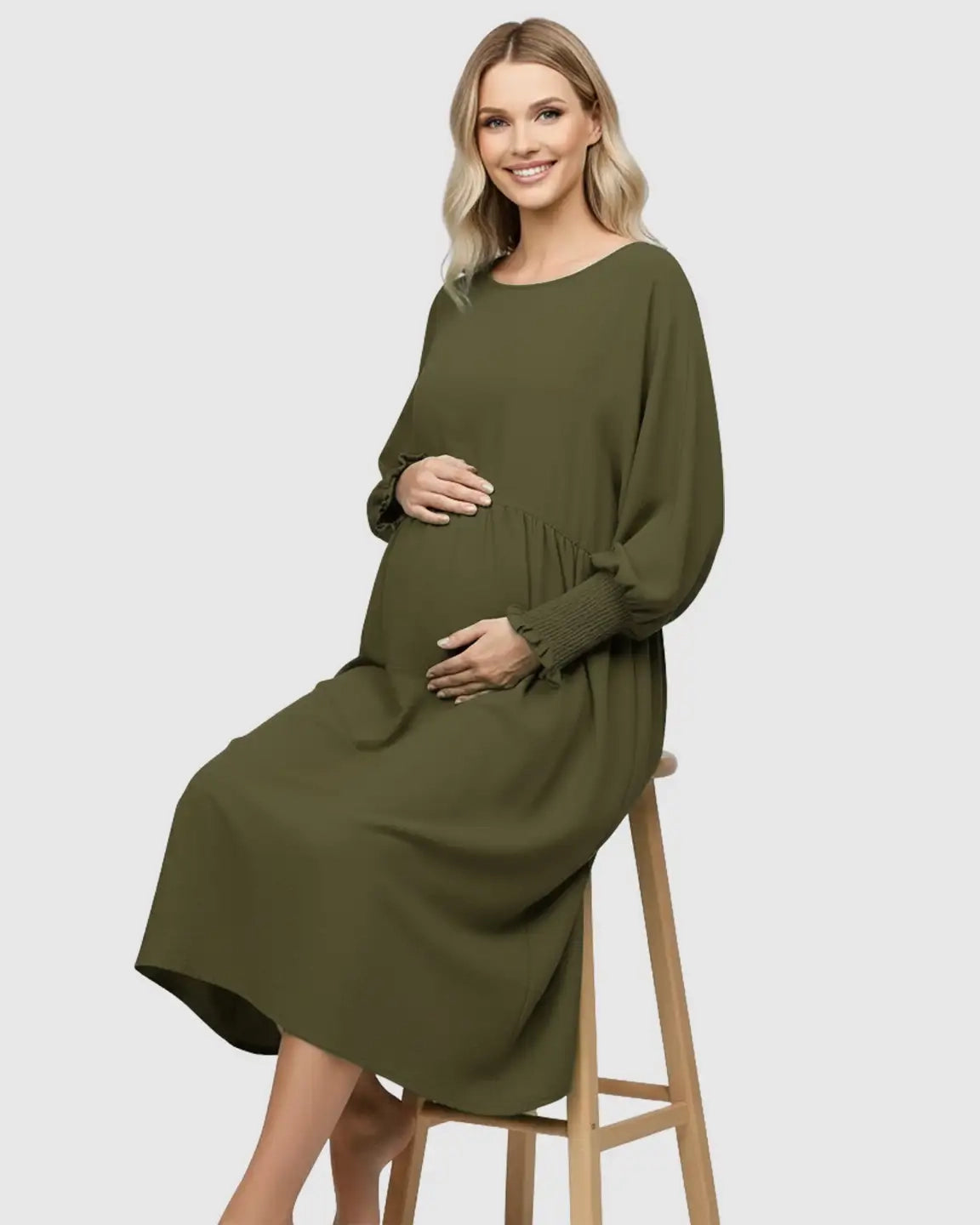 Flowy Smocked Sleeve Casual Dress