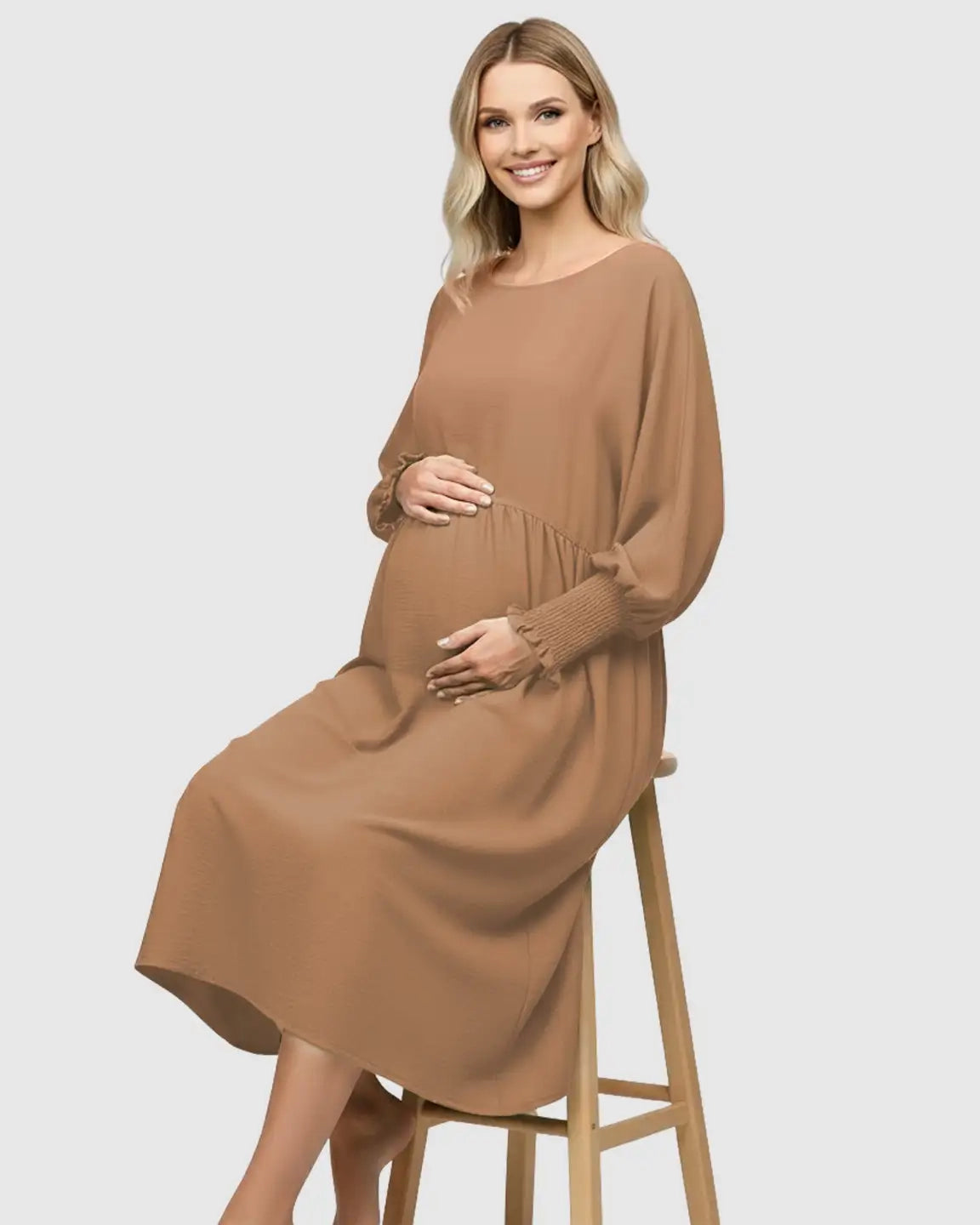 Flowy Smocked Sleeve Casual Dress