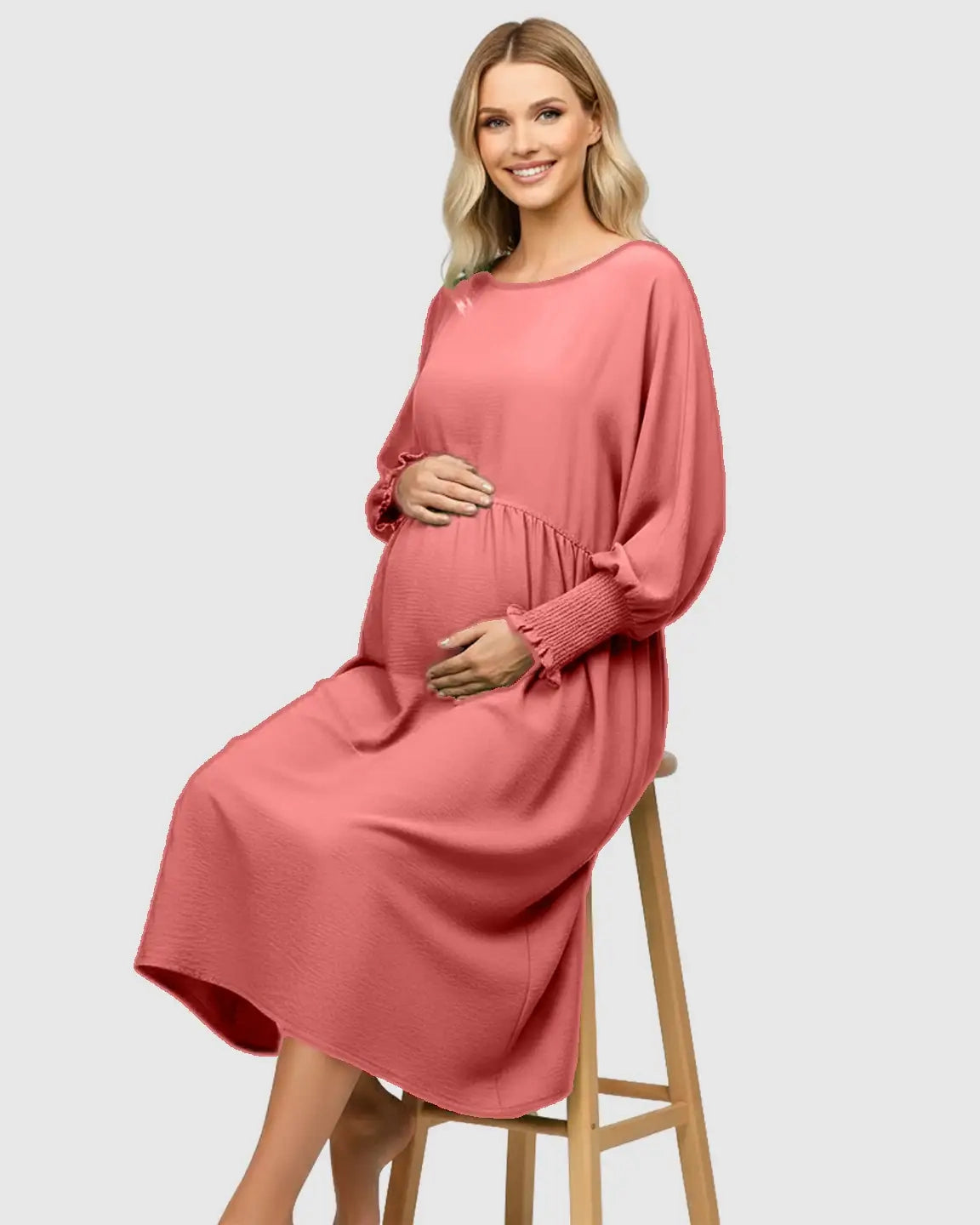 Flowy Smocked Sleeve Casual Dress