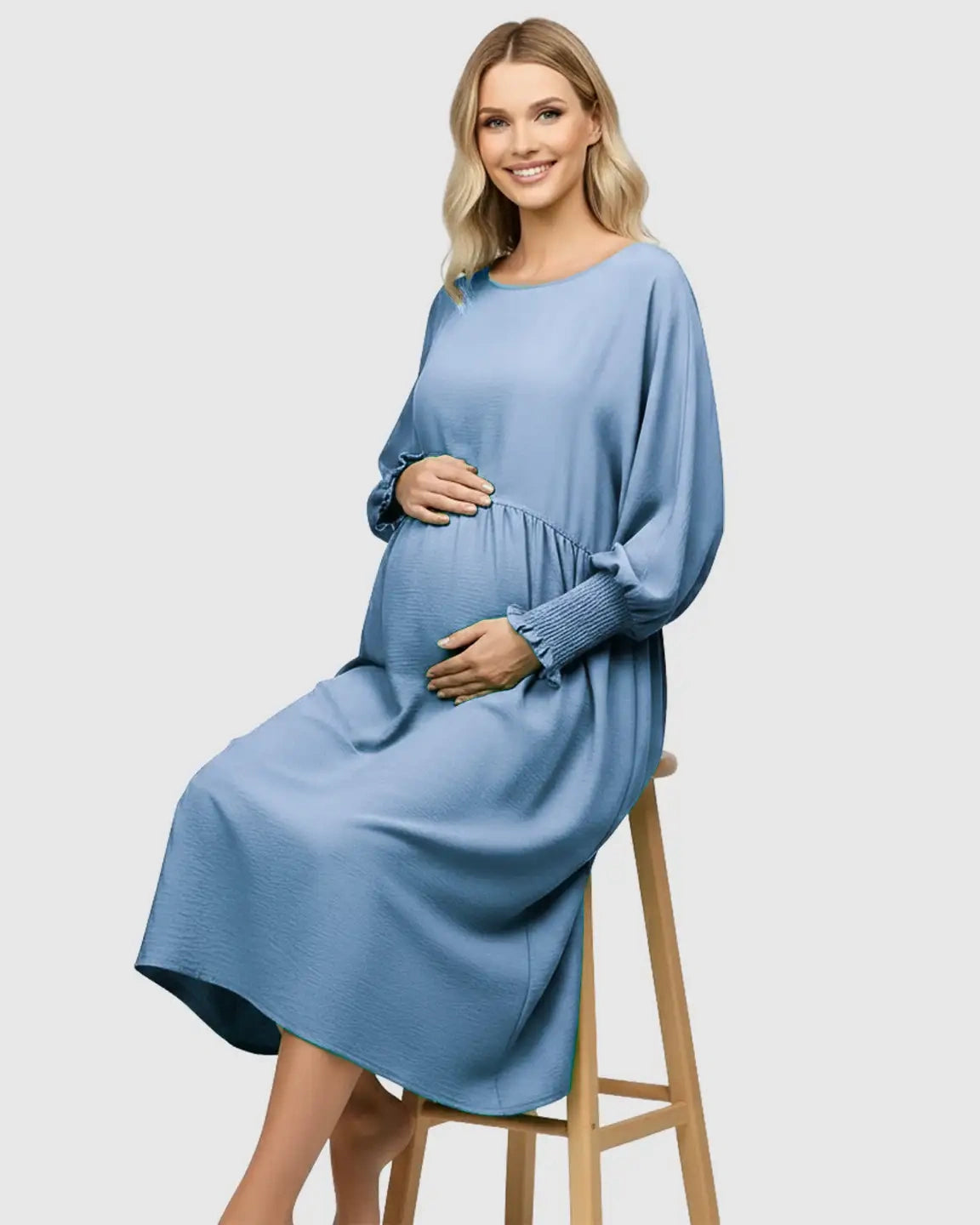 Flowy Smocked Sleeve Casual Dress