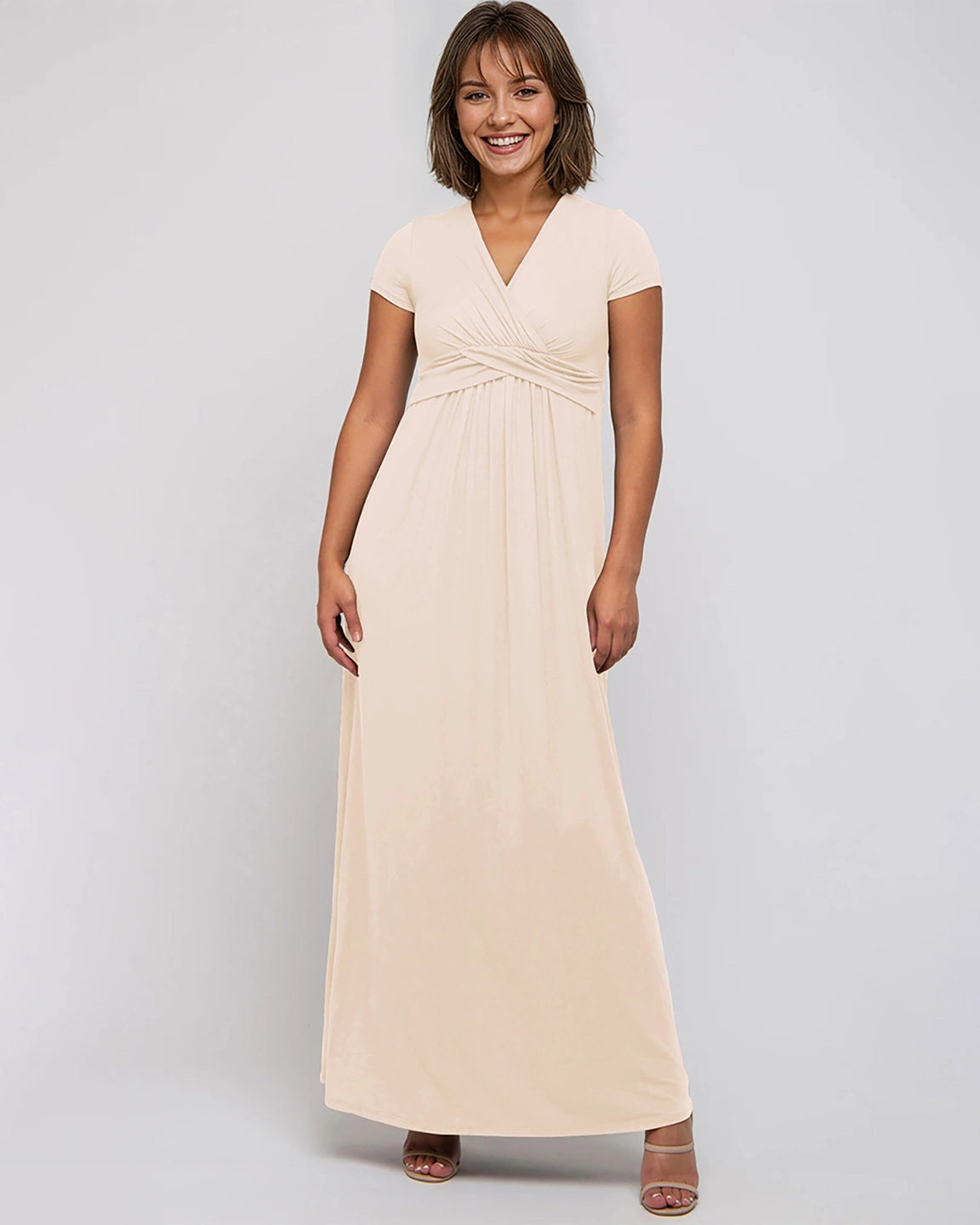 Twist Front Draped Maternity Nursing Maxi Dress