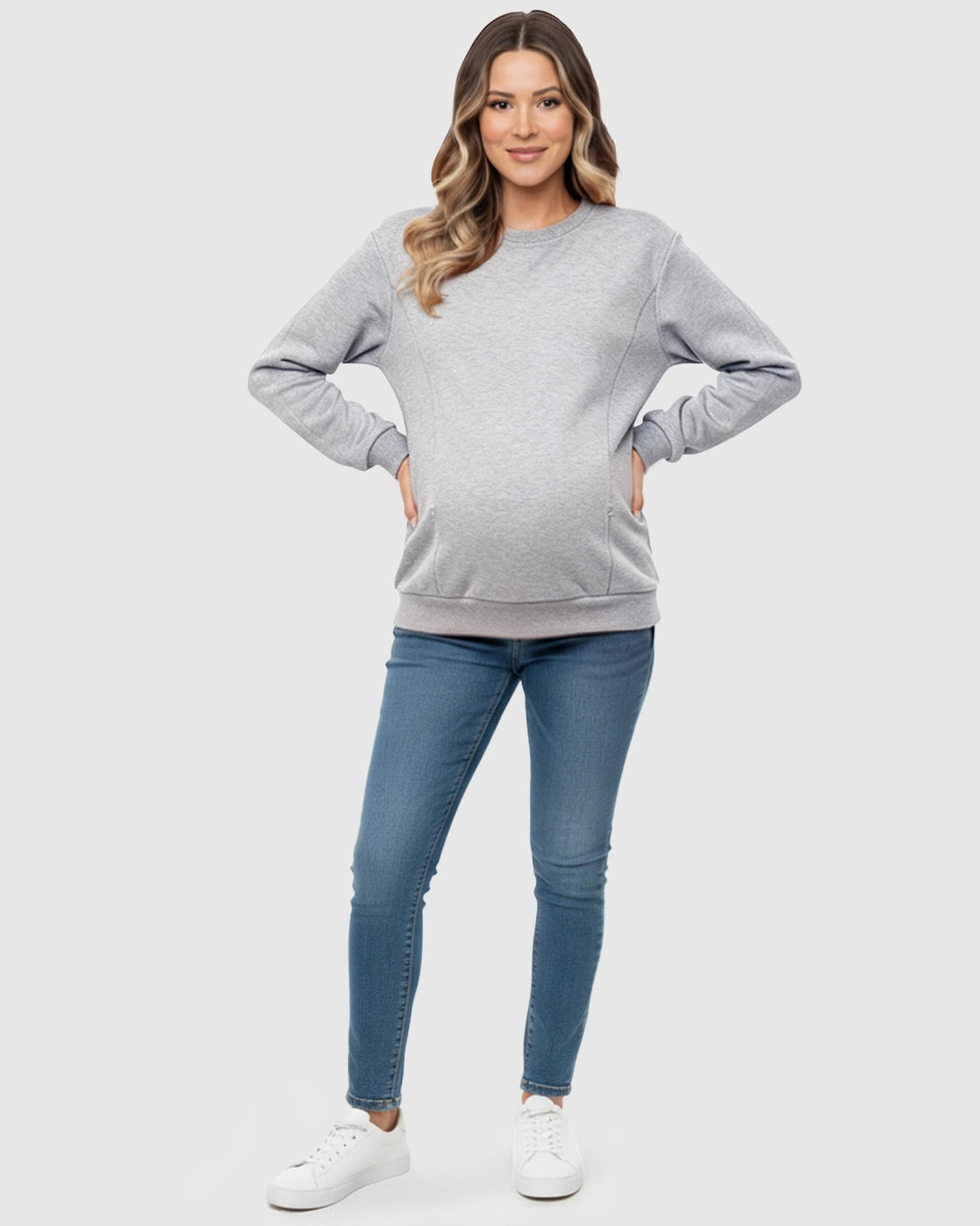 Waffle-Knit Cozy Fit Maternity Nursing Sweatshirt