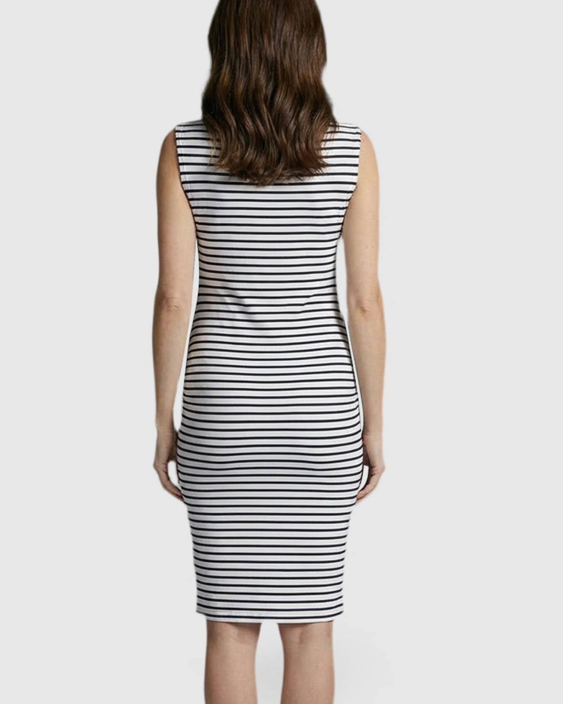 Striped Sleeveless Bodycon Maternity Midi Dress