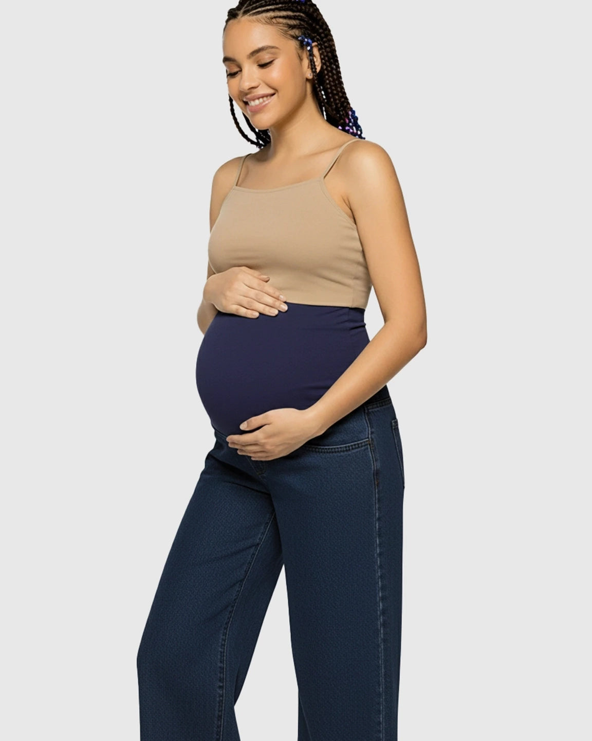 Elastic Waist Wide-Leg Maternity Jeans