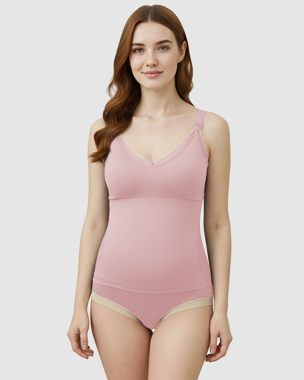 Seamless Lace-Trim V-Neck Nursing Cami