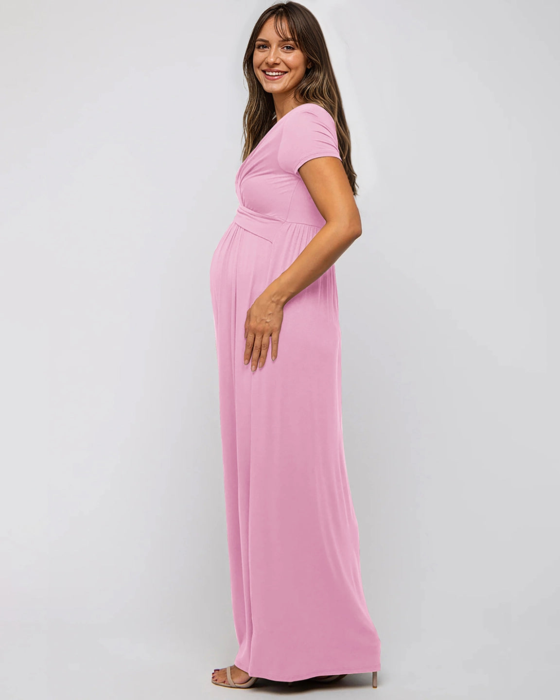 Twist Front Draped Maternity Nursing Maxi Dress