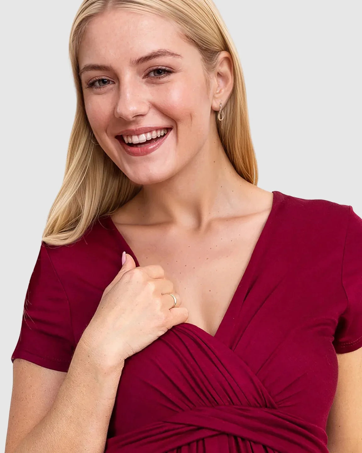 V-Neck Pleated Bust Maternity Maxi Dress