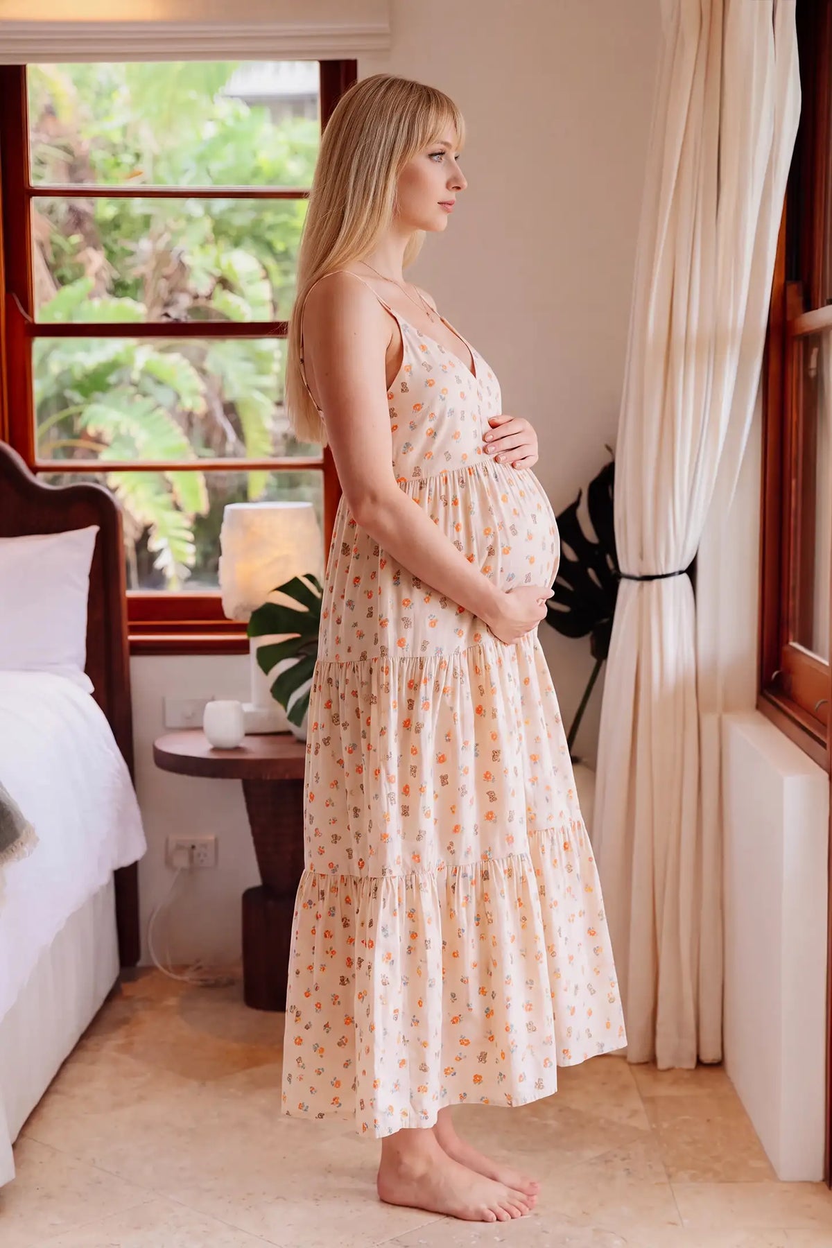 Floral Viscose Maternity Slip Nightgown