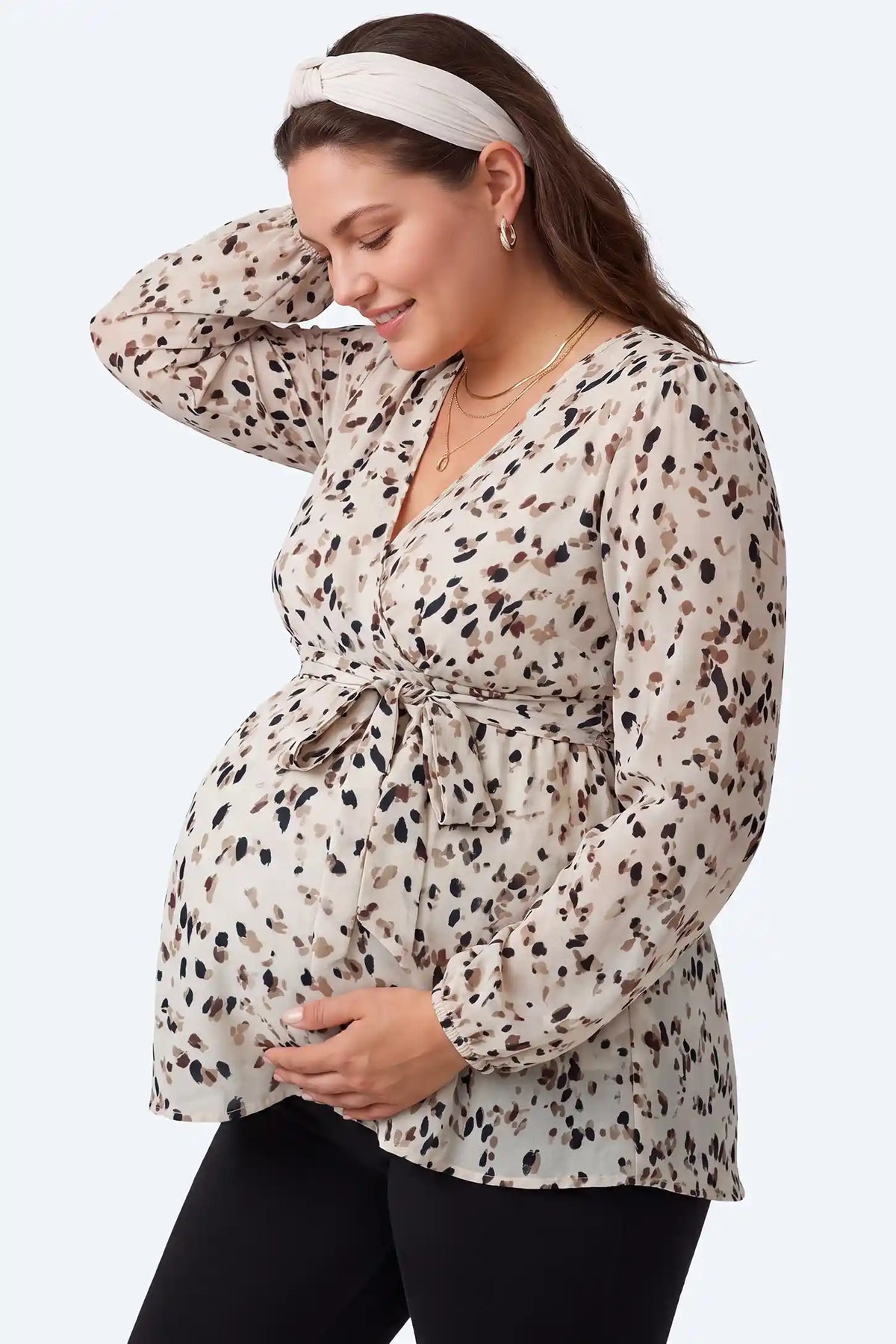 Floral Print Wrap Tie Maternity Top