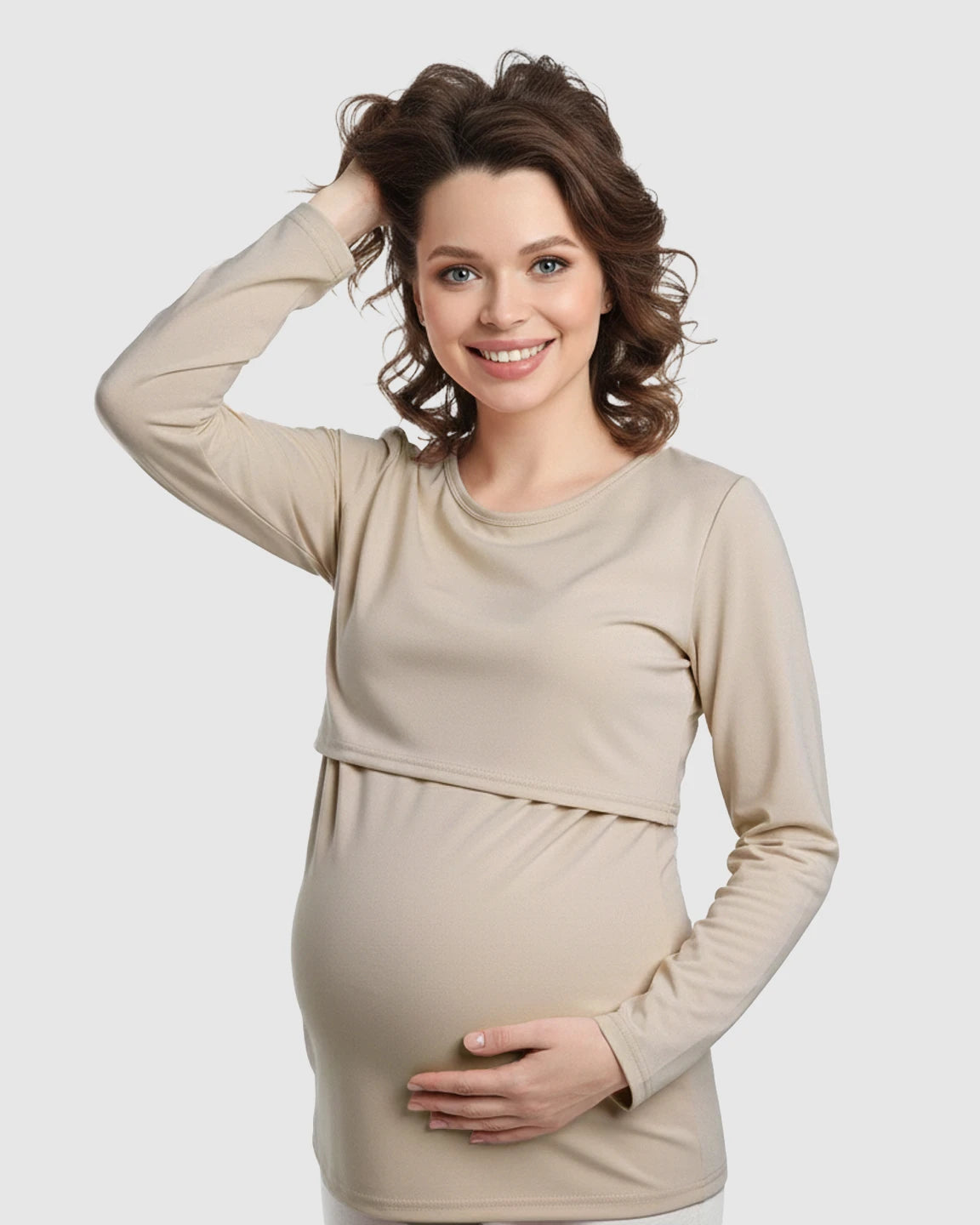 Round Neck Nursing Top With Feeding Port
