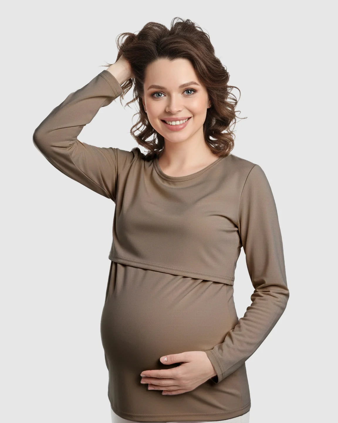 Round Neck Nursing Top With Feeding Port