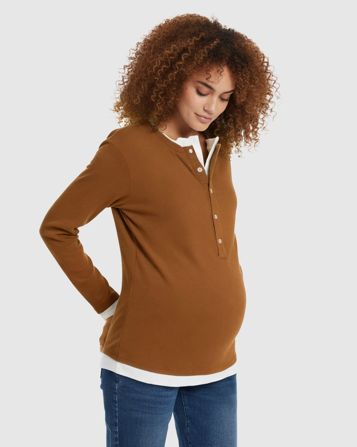 Button-Front Henley Maternity Top