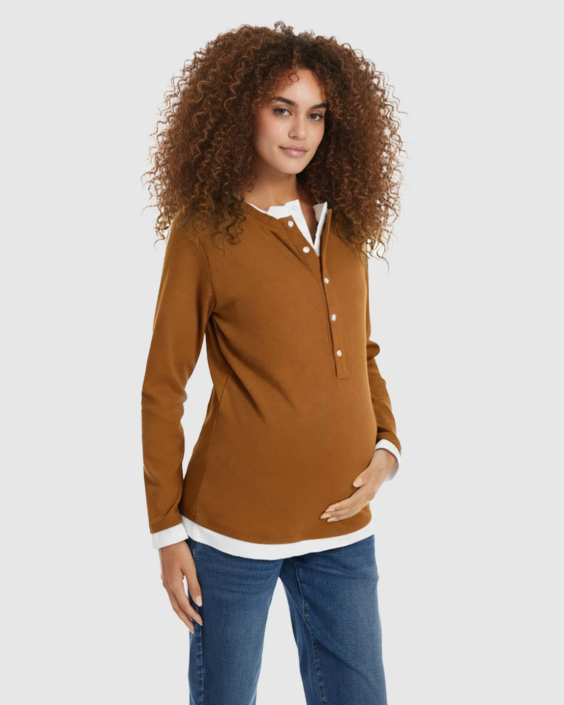 Button-Front Henley Maternity Top
