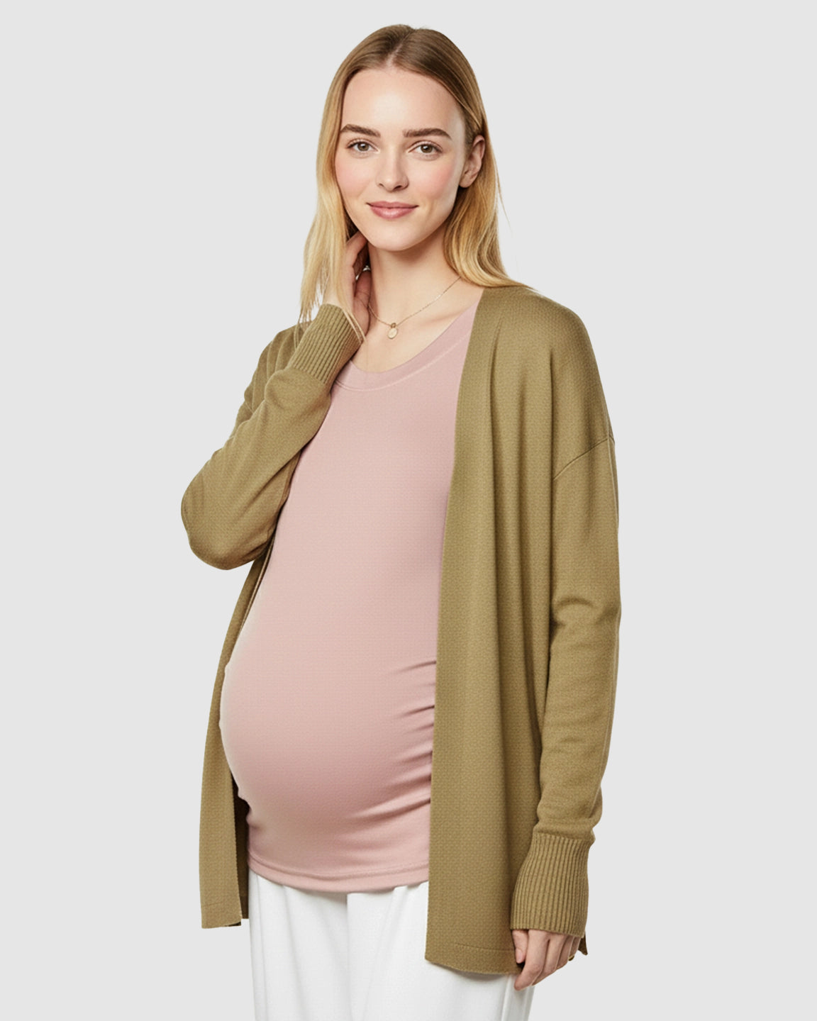 Round Neck Long Sleeve Thermal Maternity Top