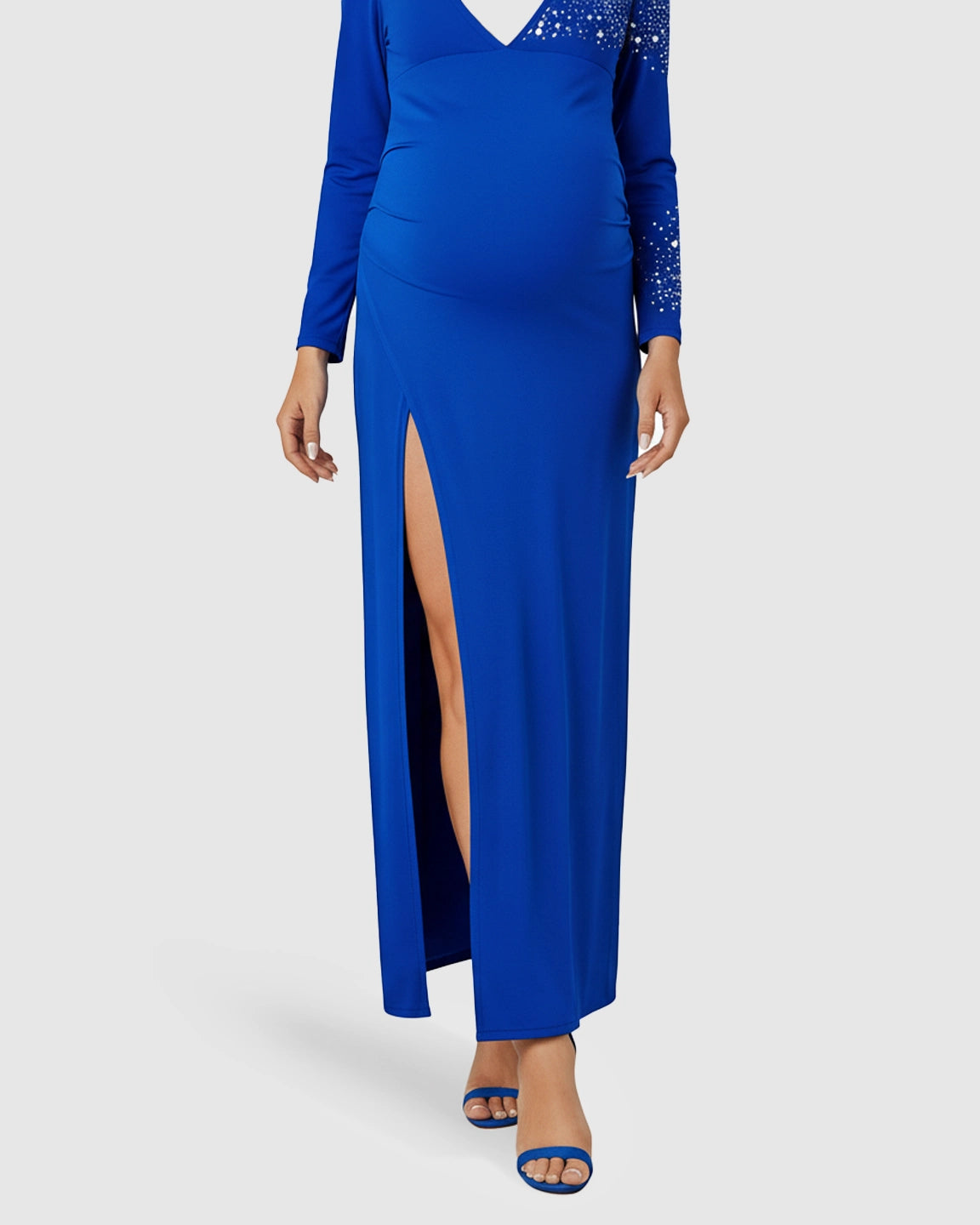 Long-Sleeve Bodycon Maternity Maxi Dress