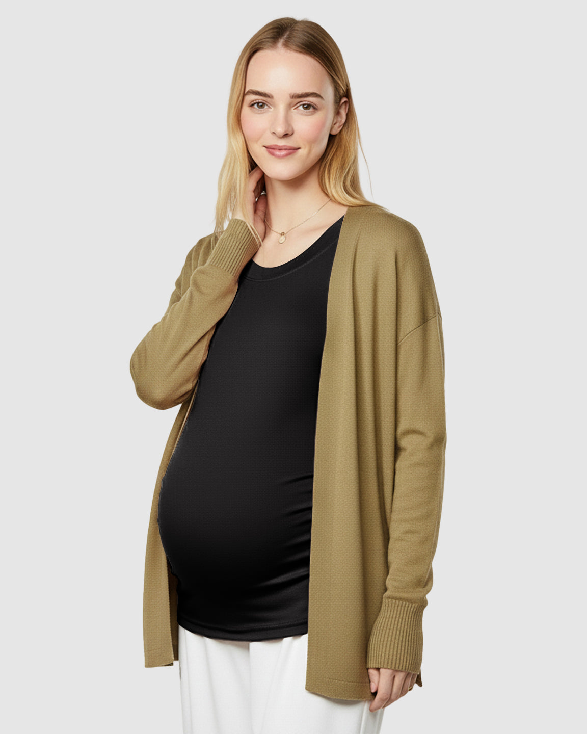 Round Neck Long Sleeve Thermal Maternity Top