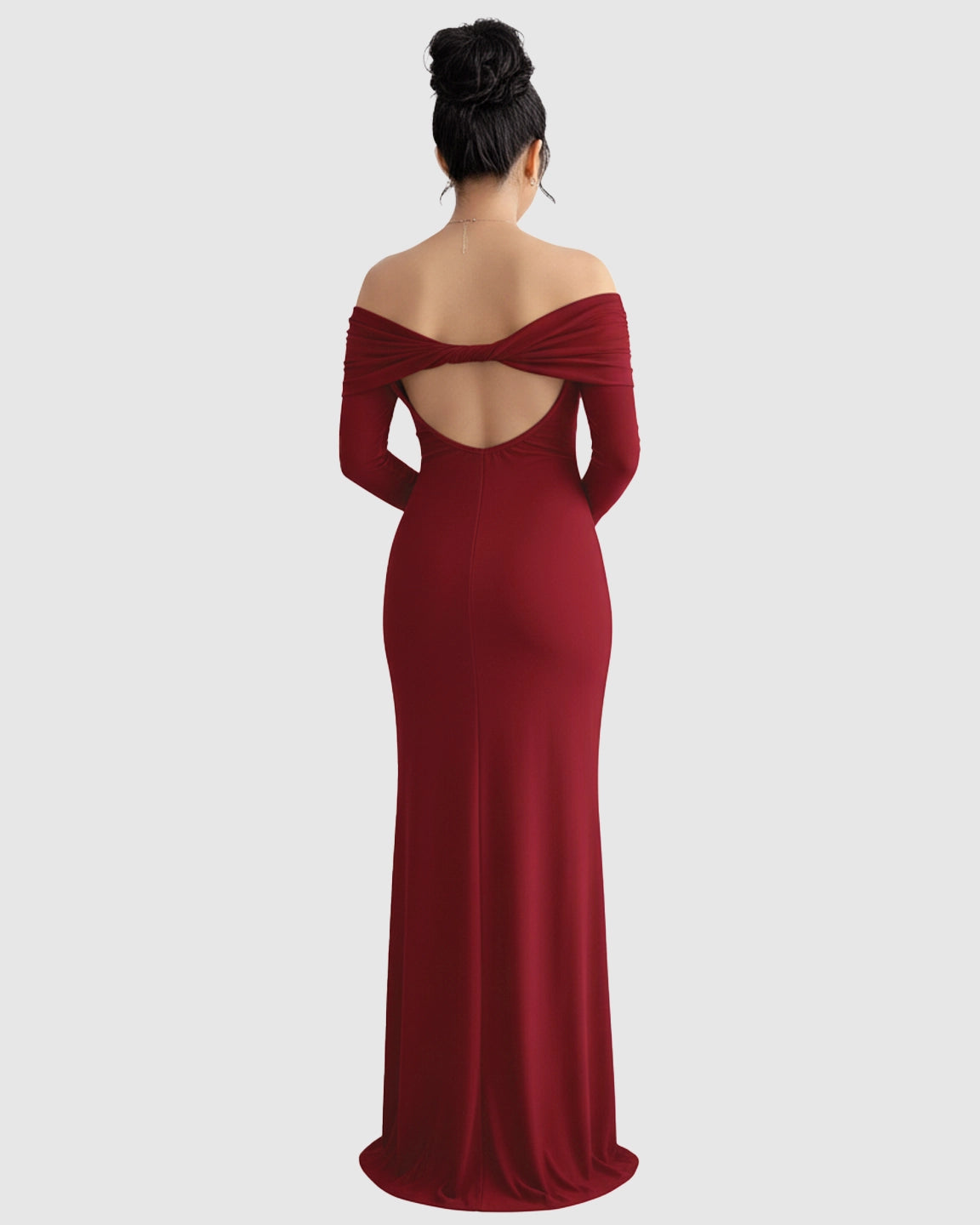 Off-Shoulder Cross-Back Maternity Evening Gown