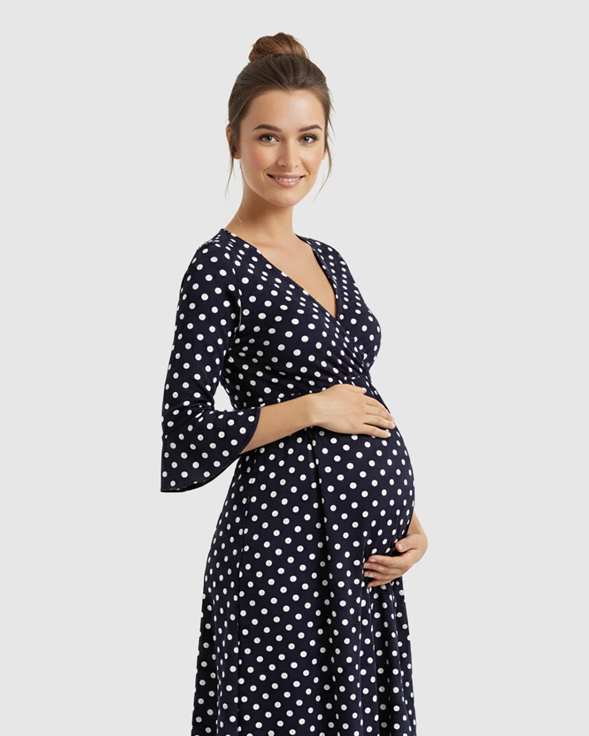 Polka Dot Empire Waist Maternity Short Dress