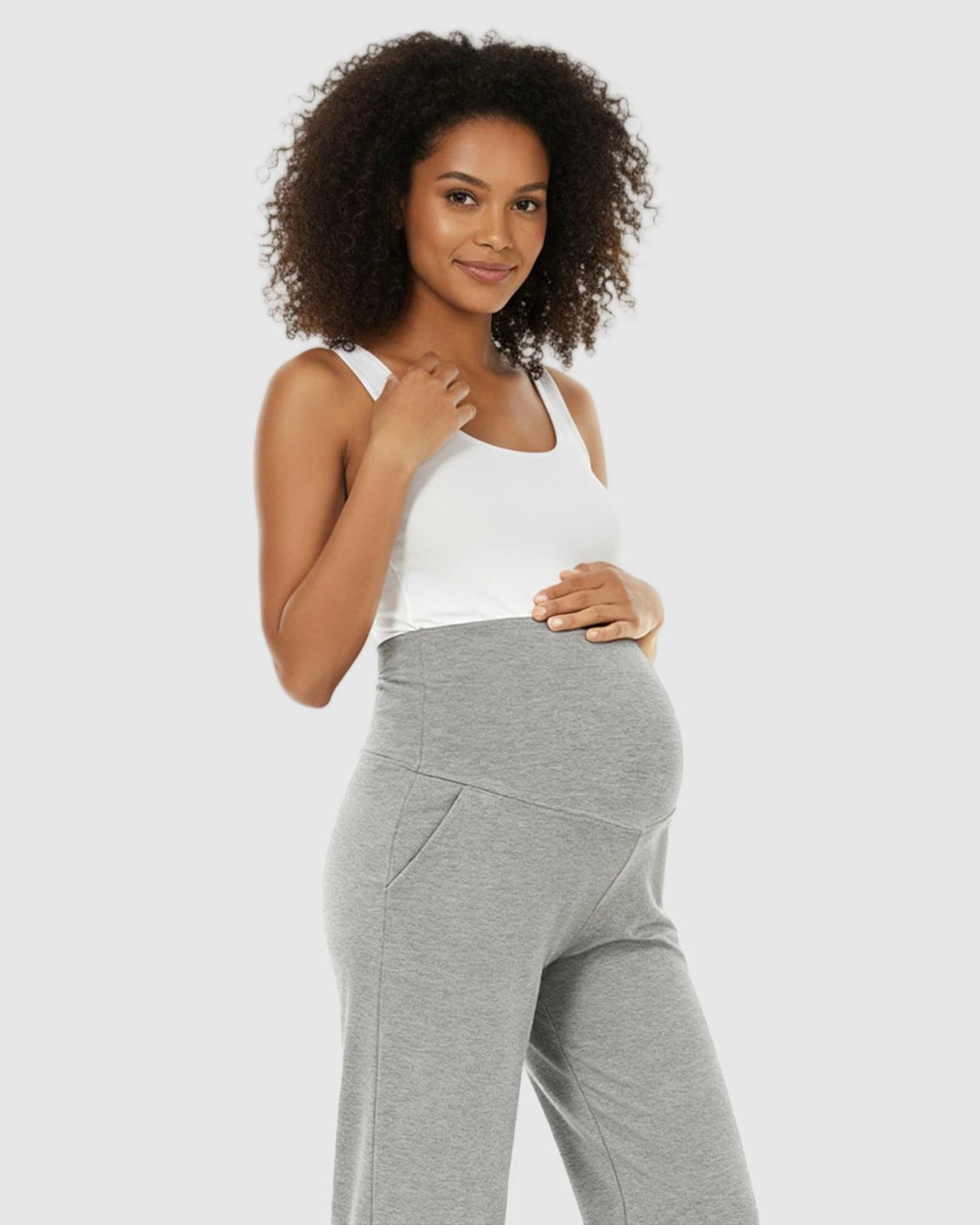 Foldable Waistband Wide-Leg Maternity Lounge Pants