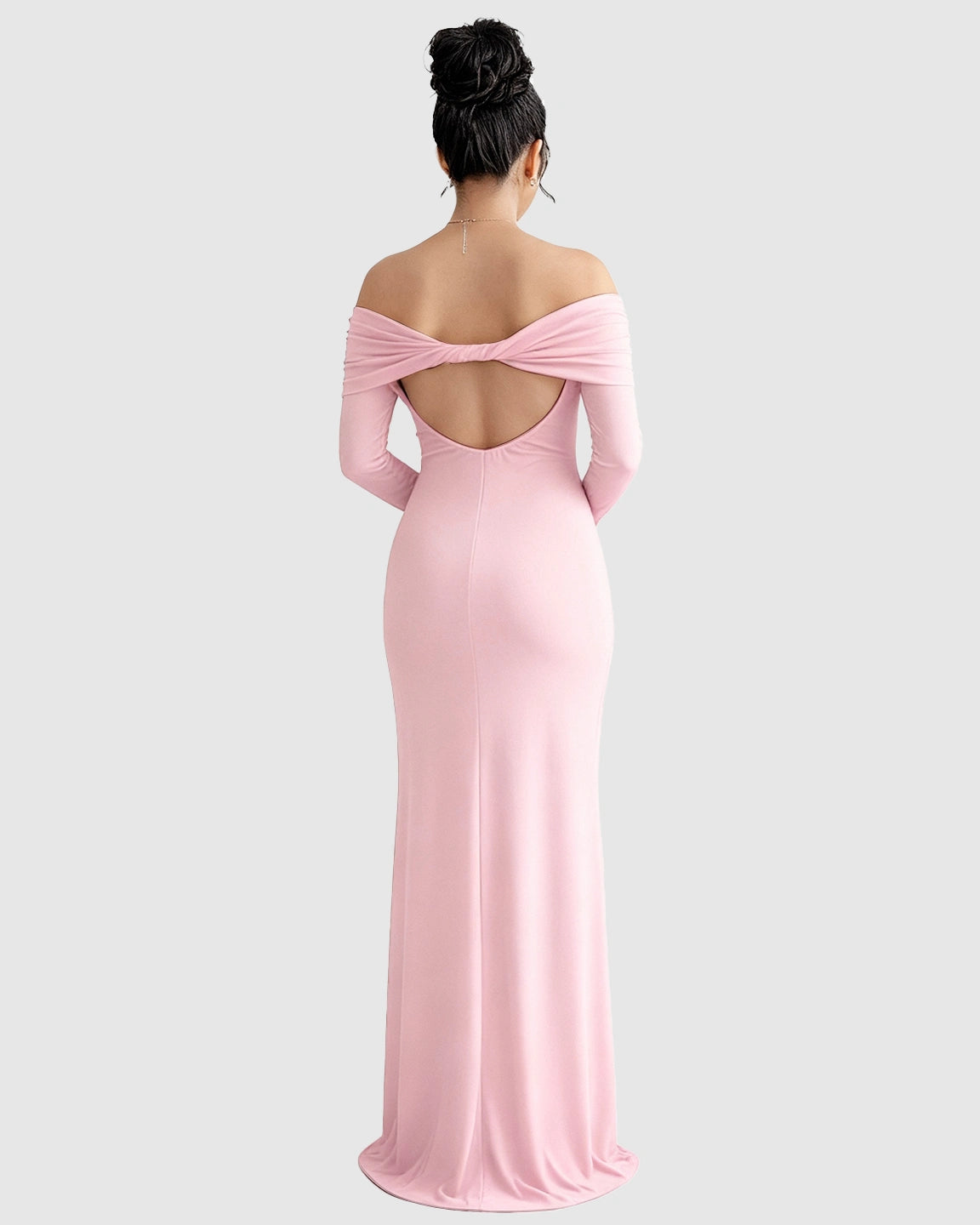 Off-Shoulder Cross-Back Maternity Evening Gown