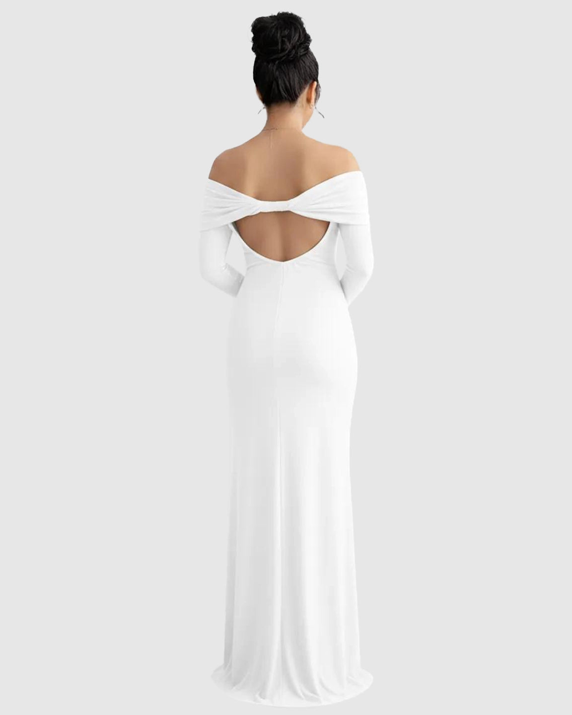 Off-Shoulder Cross-Back Maternity Evening Gown