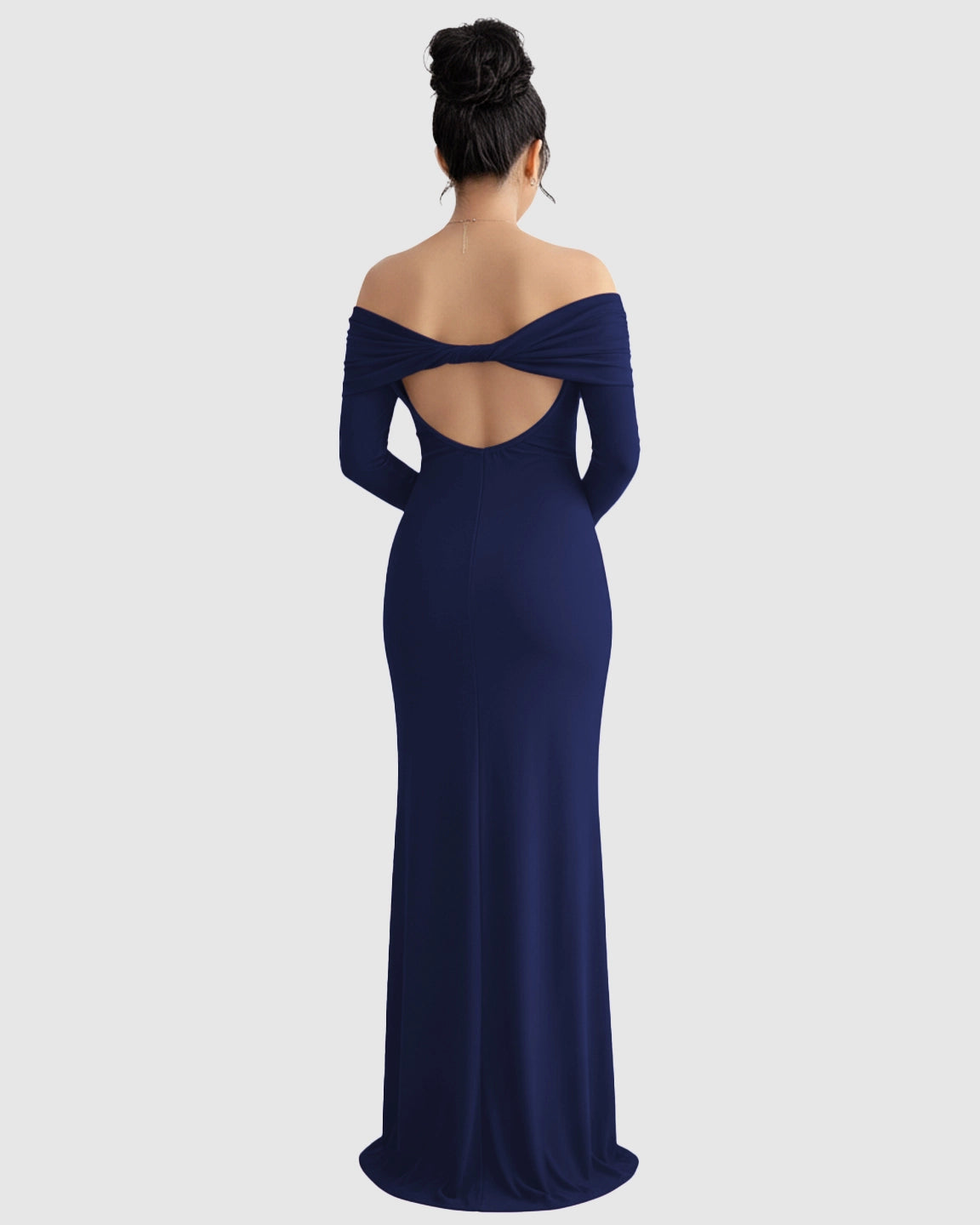 Off-Shoulder Cross-Back Maternity Evening Gown