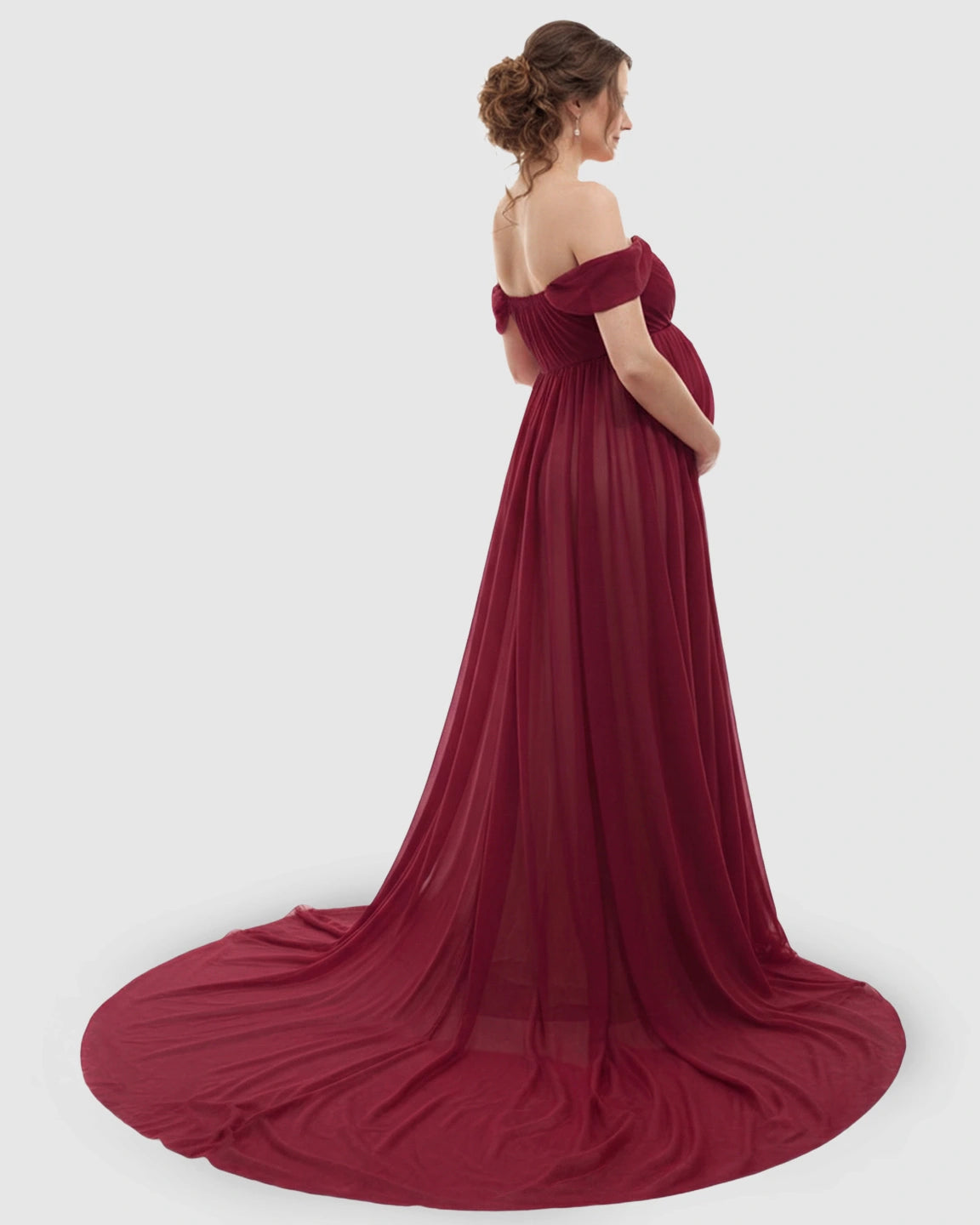 Off-Shoulder Dreamy Maternity Photography Gown