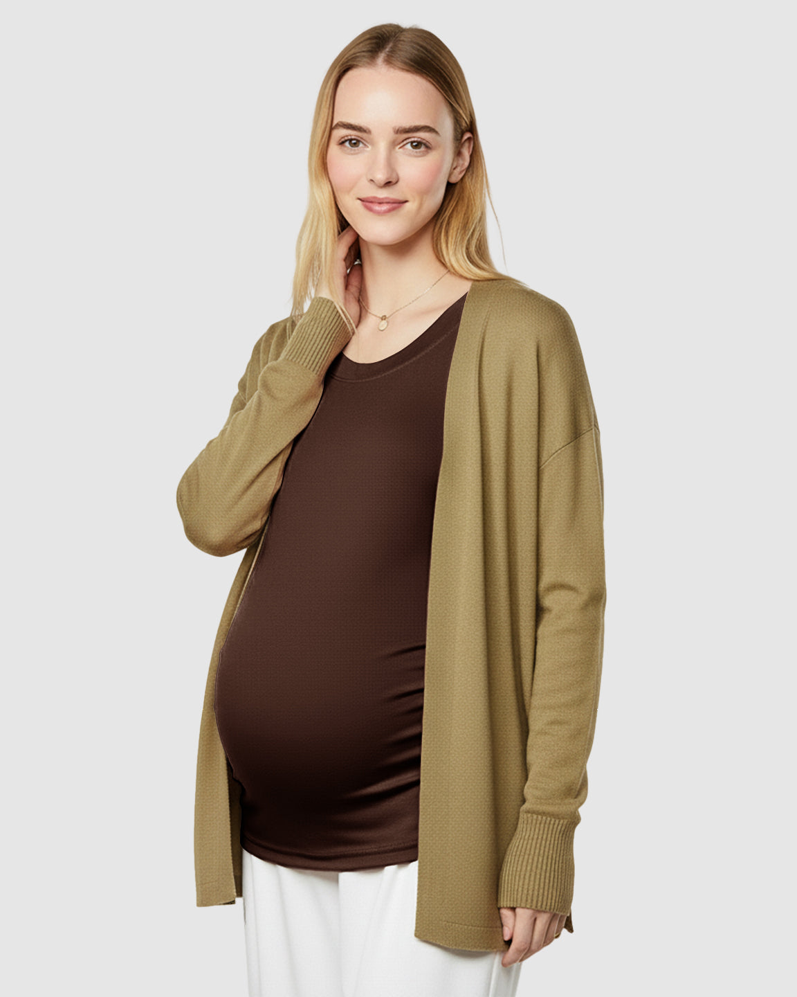 Round Neck Long Sleeve Thermal Maternity Top