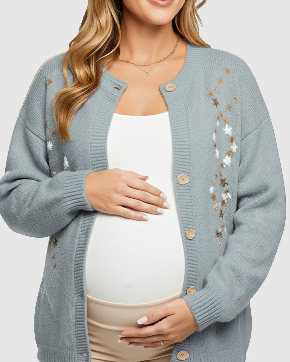 Soft Knit Single-Breasted Maternity Cardigan
