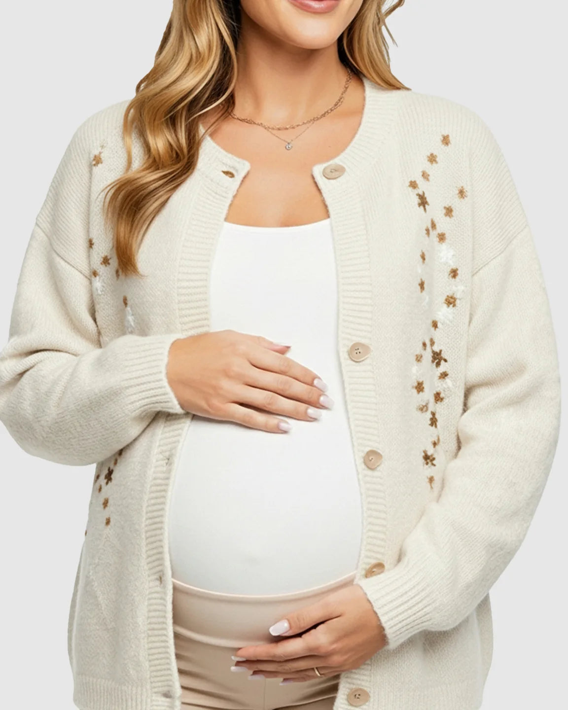 Soft Knit Single-Breasted Maternity Cardigan