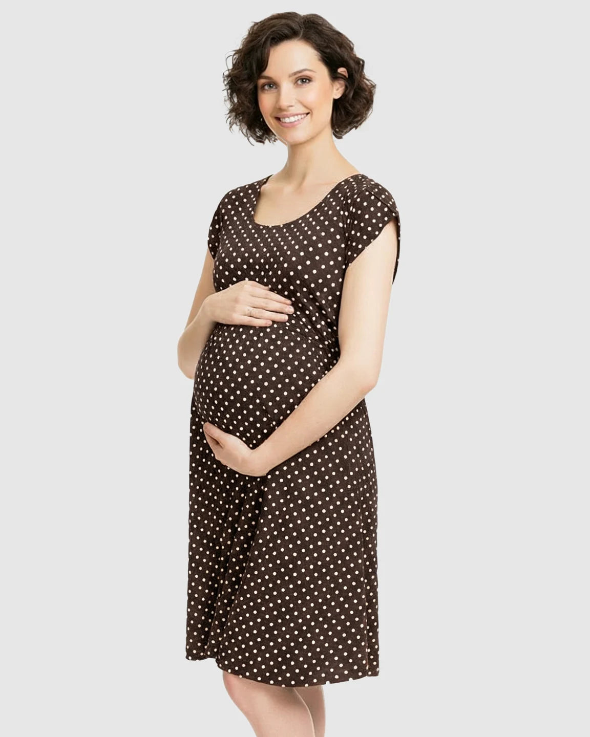 Easy Nursing Access Polka Dot Maternity Dress