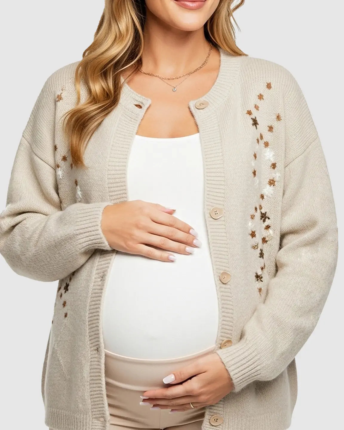 Soft Knit Single-Breasted Maternity Cardigan