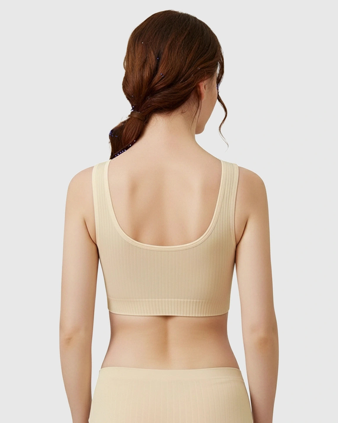 Front-Button Ribbed Wireless Nursing Bra