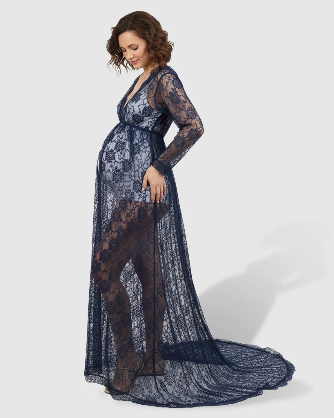 Floral Lace Romantic Maternity Photoshoot Maxi Dress