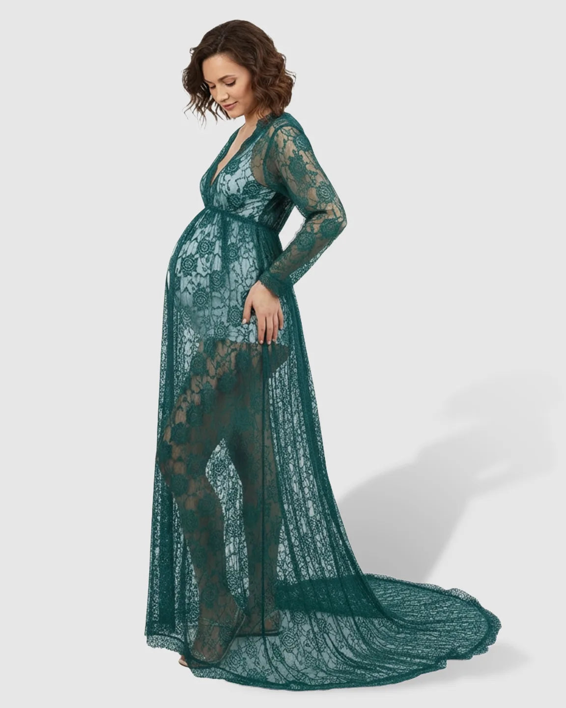 Floral Lace Romantic Maternity Photoshoot Maxi Dress