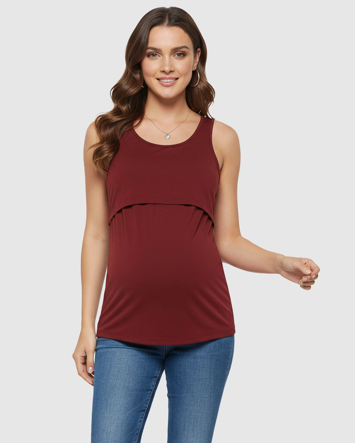 Pull-Up Nursing Access Loose Fit Tank Top