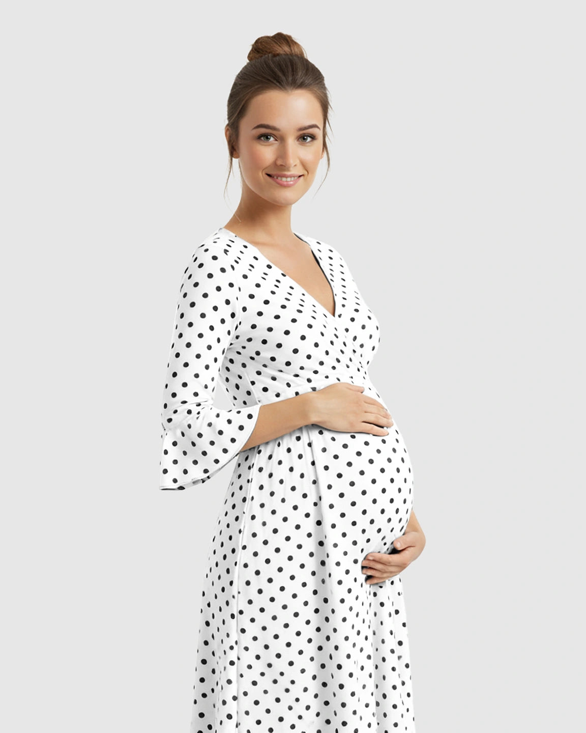 Polka Dot Empire Waist Maternity Short Dress