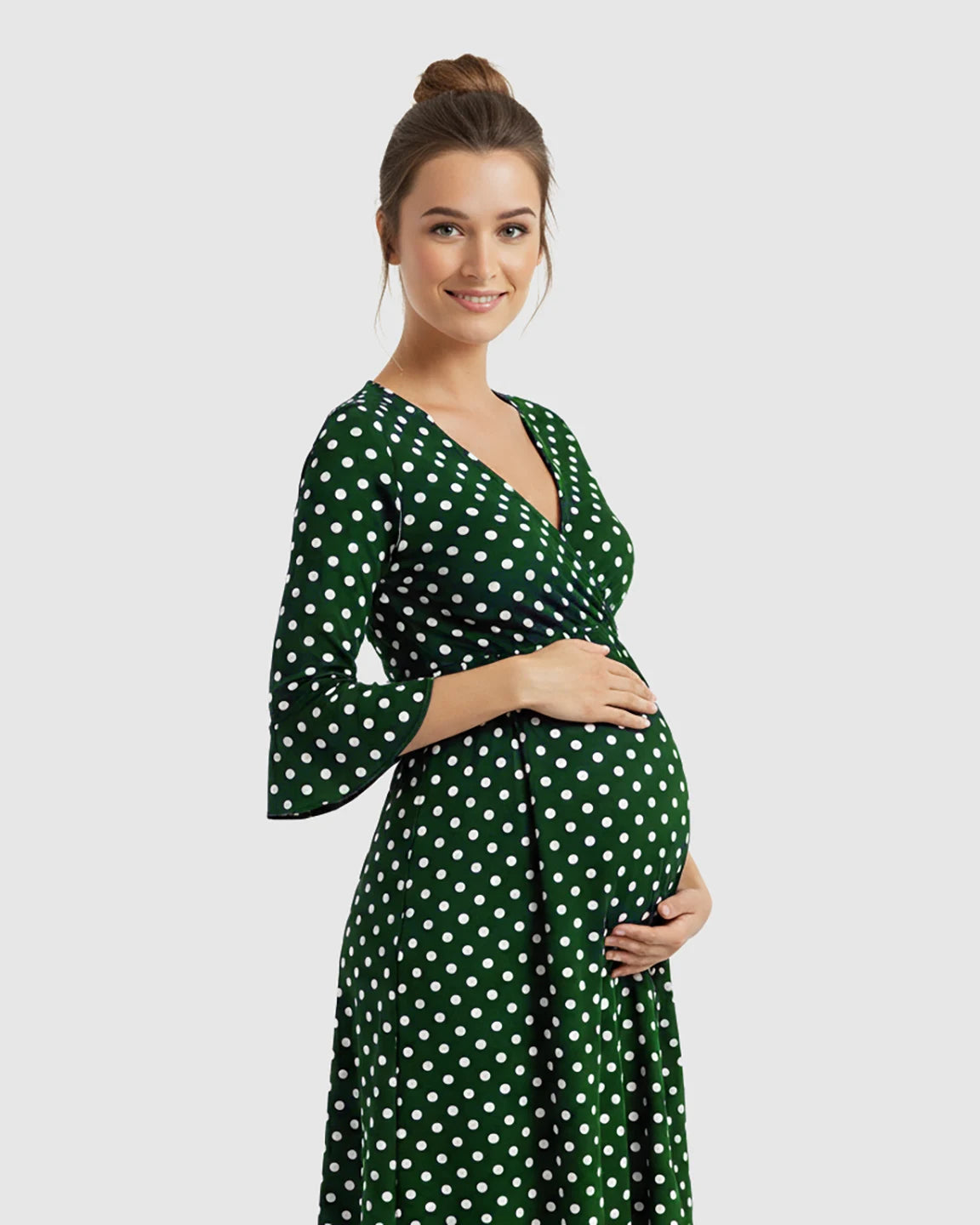 Polka Dot Empire Waist Maternity Short Dress