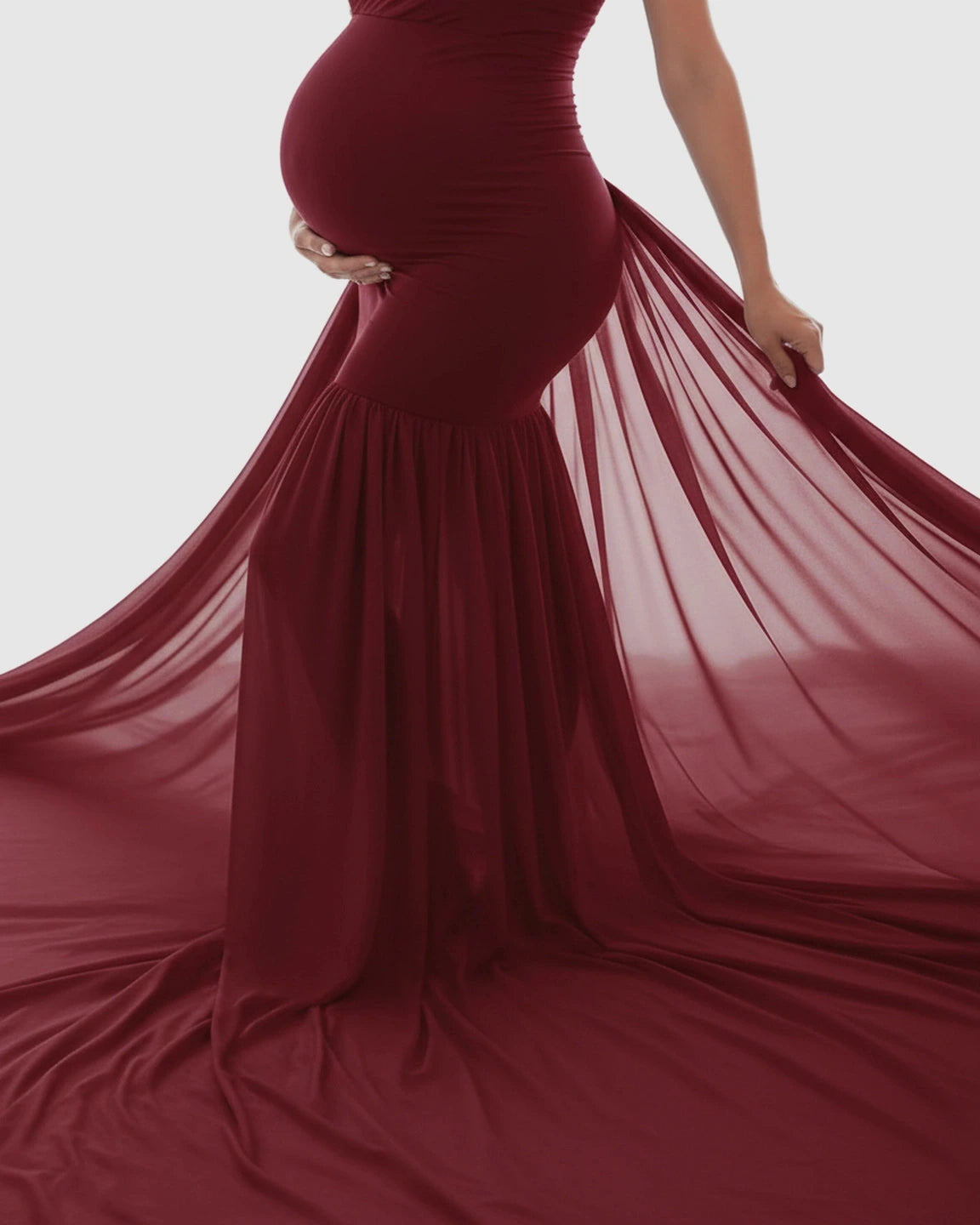 Flowy Off-Shoulder Maternity Photoshoot Gown