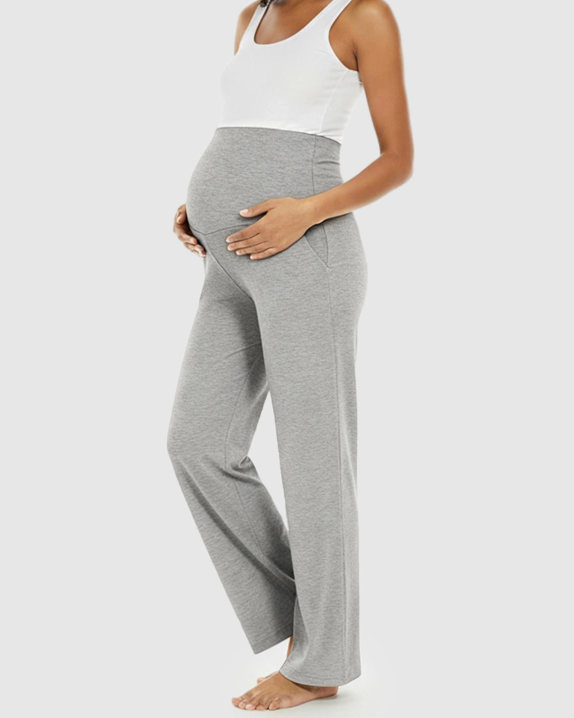 Foldable Waistband Wide-Leg Maternity Lounge Pants