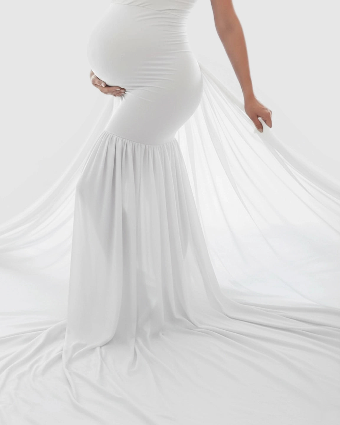Flowy Off-Shoulder Maternity Photoshoot Gown