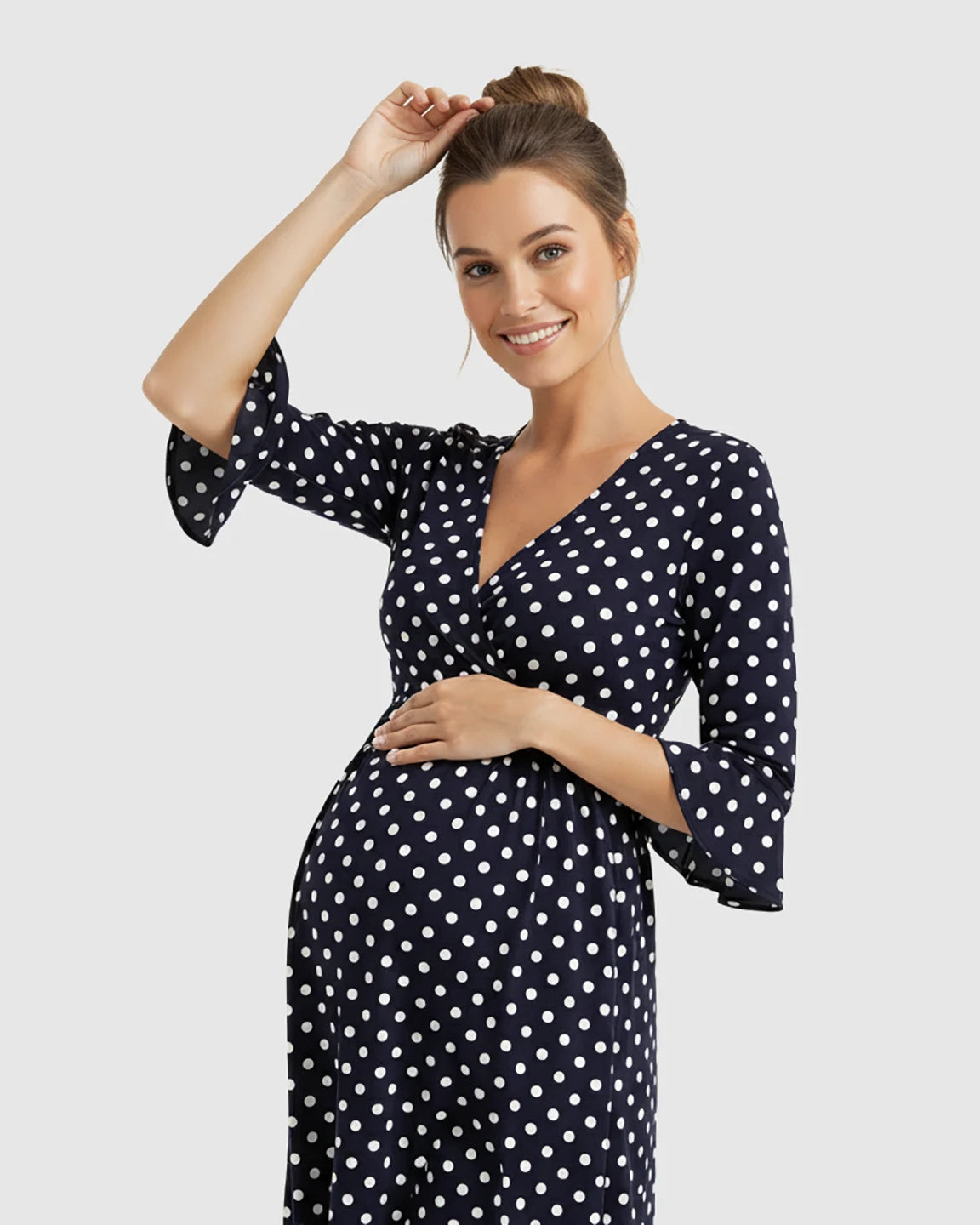 Polka Dot Empire Waist Maternity Short Dress