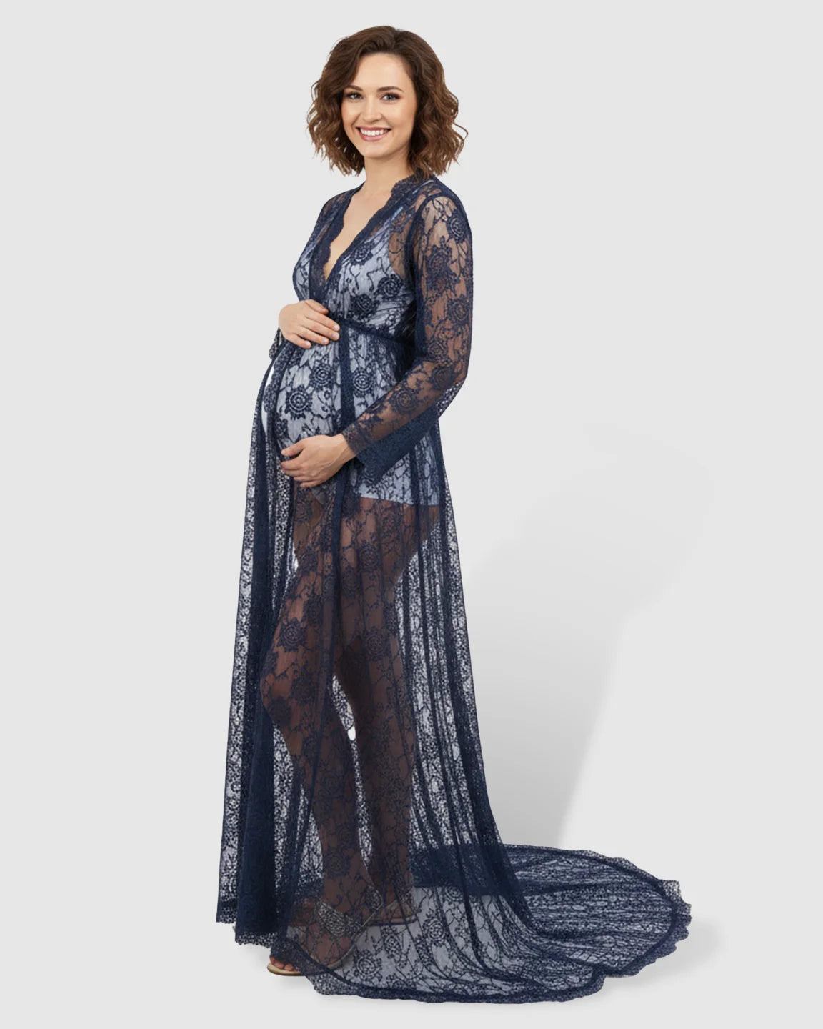 Floral Lace Romantic Maternity Photoshoot Maxi Dress