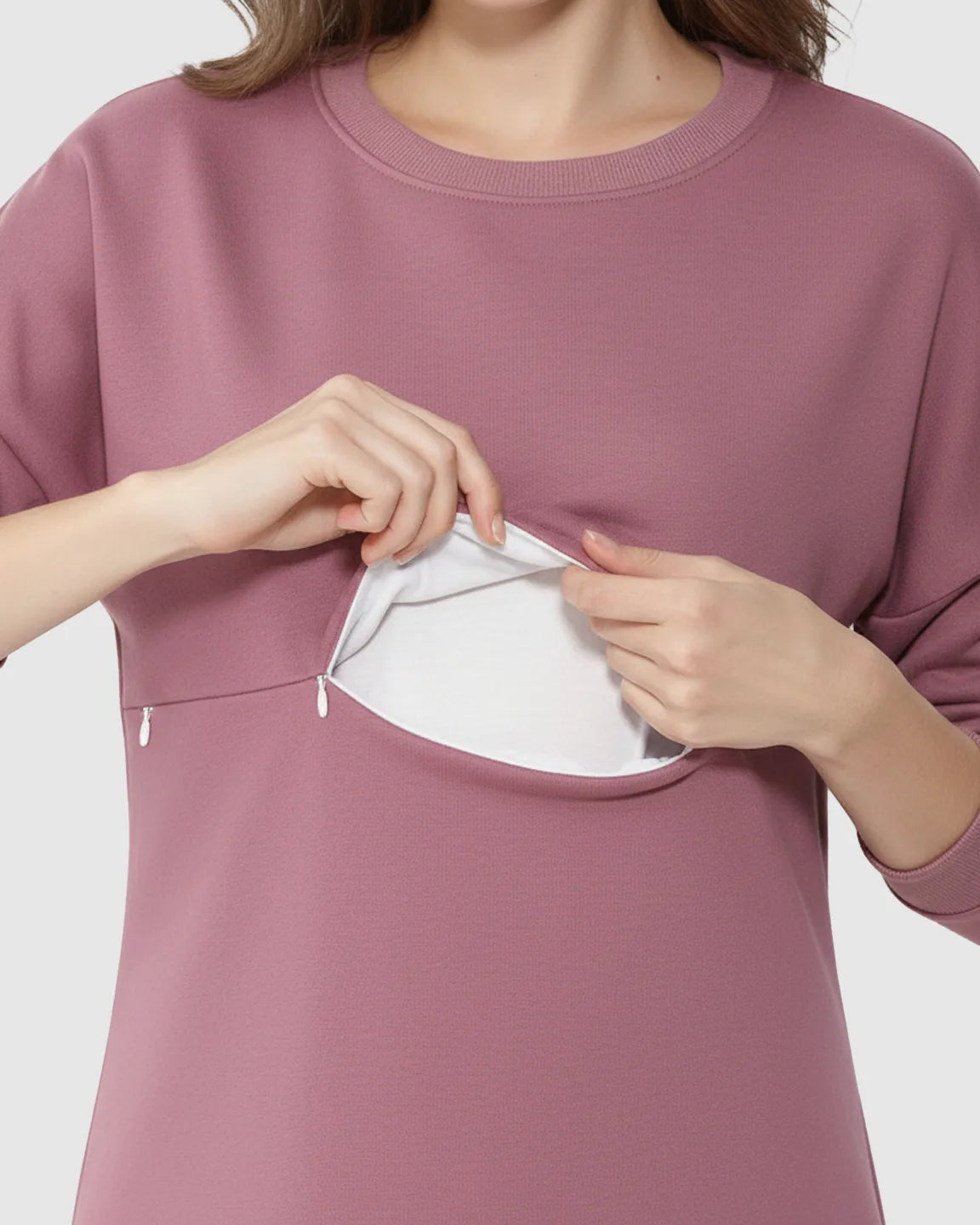 Discreet Zipper Nursing Access Casual Maternity Top