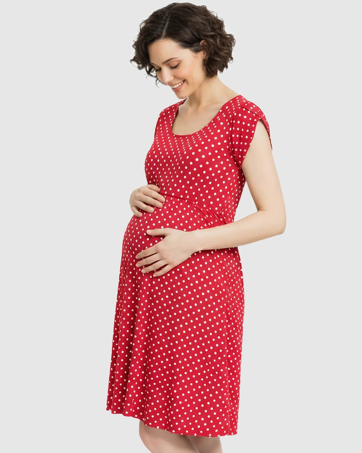 Easy Nursing Access Polka Dot Maternity Dress