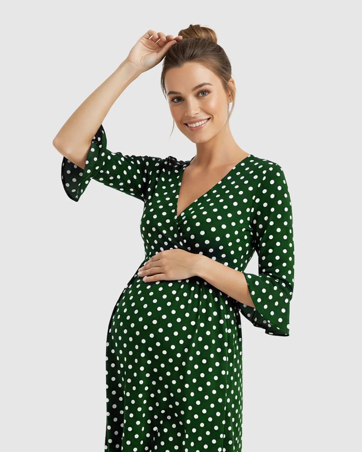 Polka Dot Empire Waist Maternity Short Dress