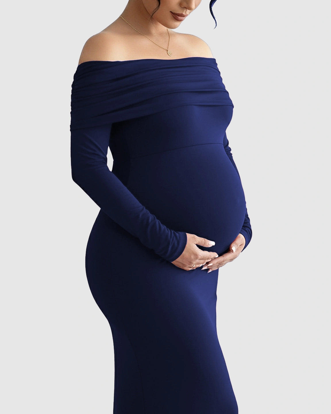 Off-Shoulder Cross-Back Maternity Evening Gown