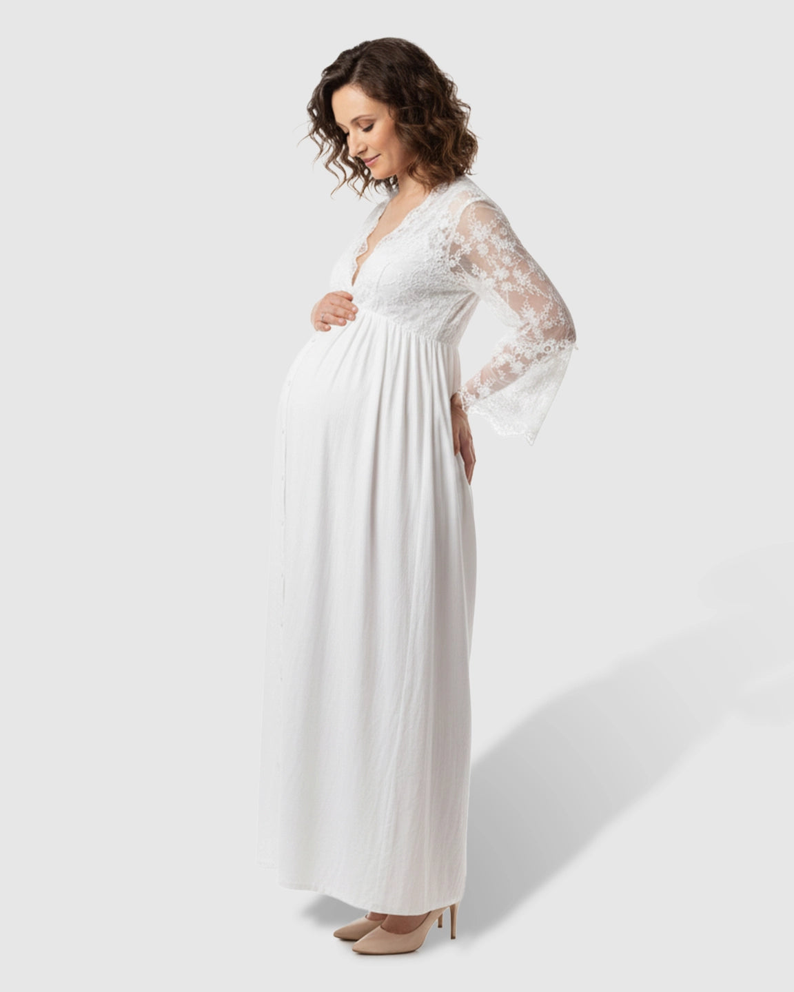 Long-Sleeve Elegant Maternity Maxi Dress