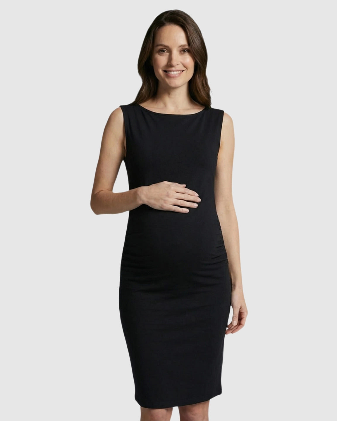 Striped Sleeveless Bodycon Maternity Midi Dress