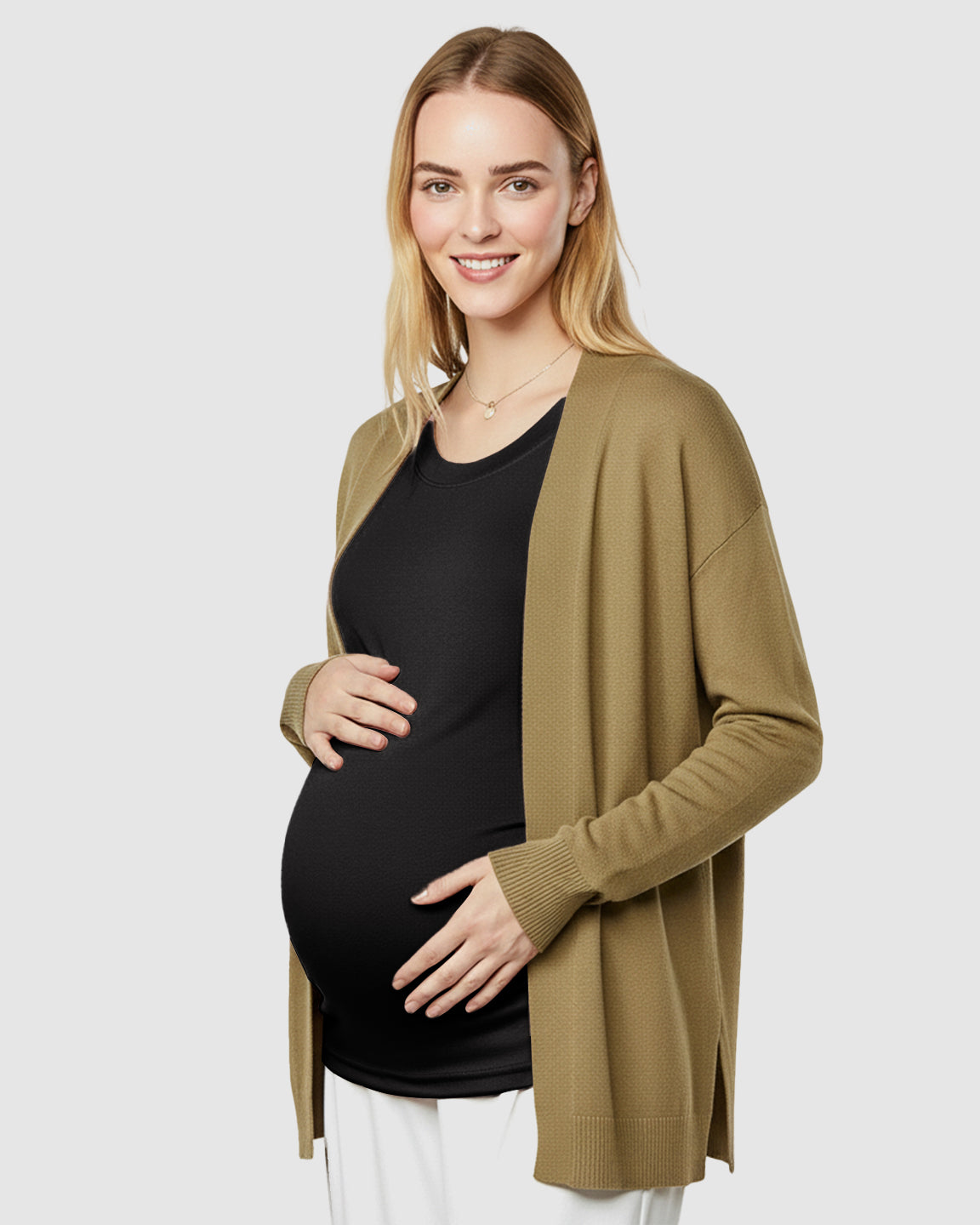 Round Neck Long Sleeve Thermal Maternity Top